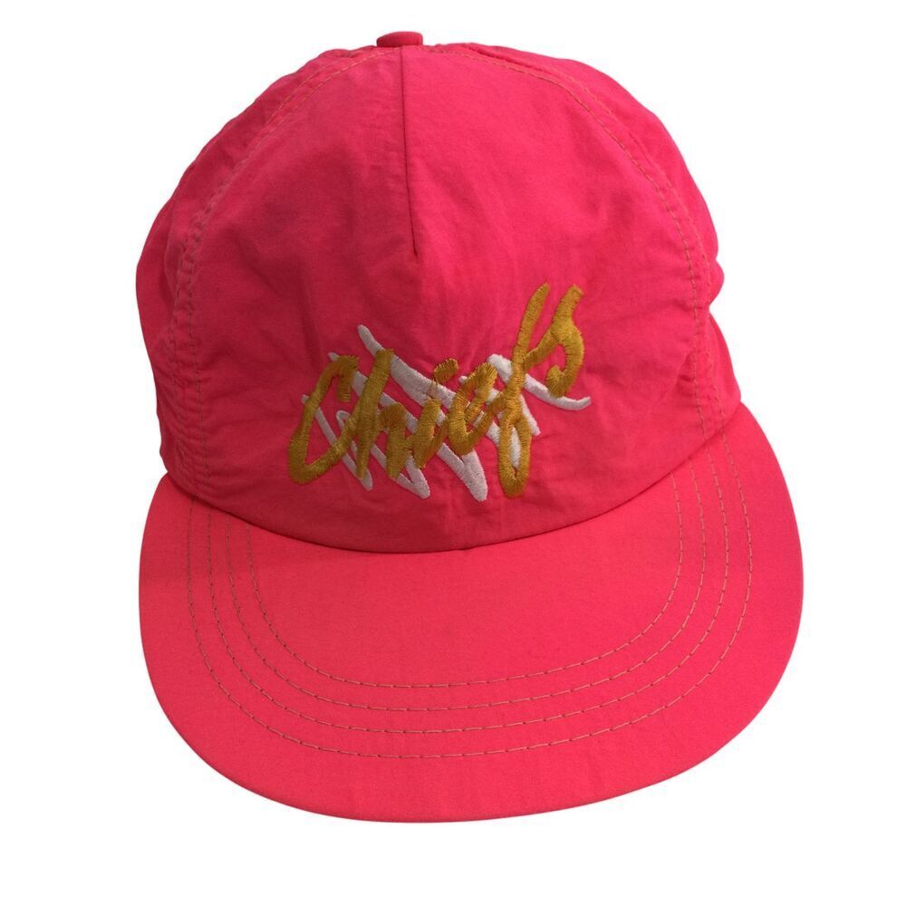 Rare VTG 80s KC Chiefs ScriptSnapback Hat NFL Licensed USA Union Made Pink